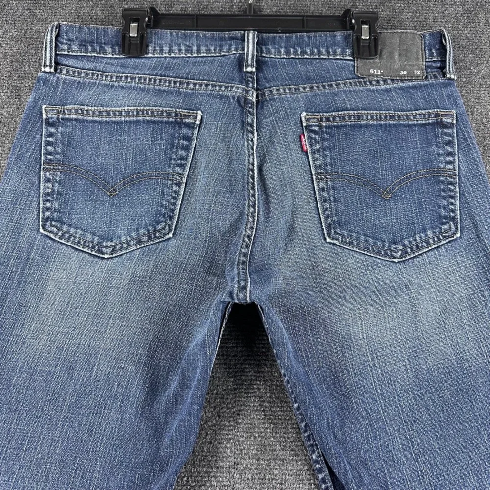 Levis 511 Slim Fit Jeans Mens 36x32 Blue Medium Wash Denim Stretch Casual